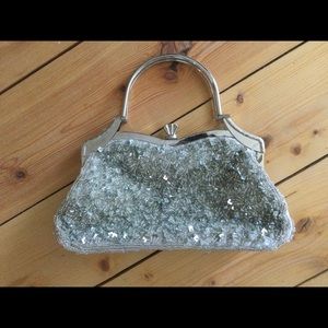 Silver beaded purse